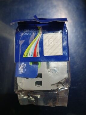 Label Tape Cassette - 18mm White on Clear